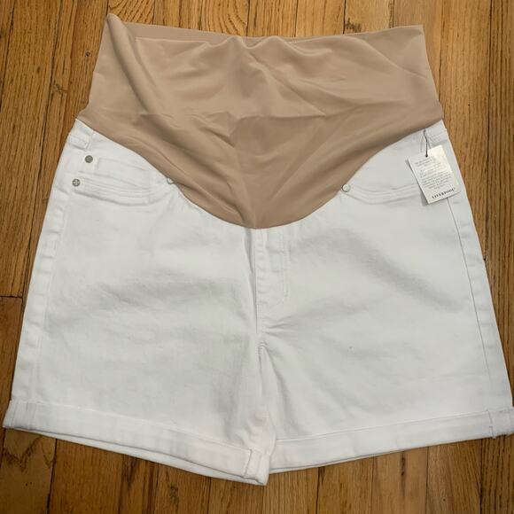 Women's White Maternity Shorts - Picture 2 of 9